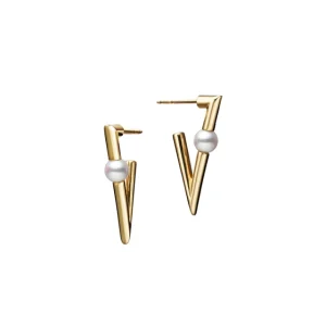 v code pierced earring [18k yellow gold]