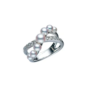 pearl and diamond ring [18k white gold]