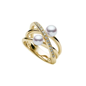 pearl and diamond ring [18k yellow gold]