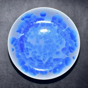 Home kyo yaki flower crystal compote plate (blue)