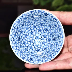 Home kyo yaki sometsuke sakazuki sake cup “red sakura”