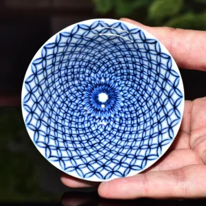 kyo yaki sometsuke sakazuki sake cup “blue shippo”