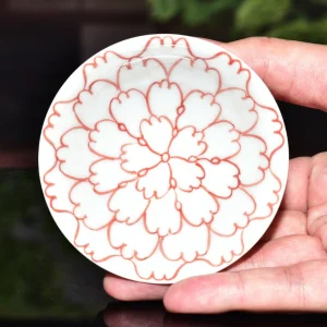 kyo yaki sometsuke sakazuki sake cup “red flower”
