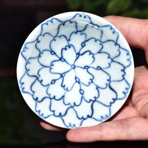 kyo yaki sometsuke sakazuki sake cup “blue flower”