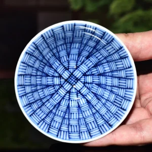 kyo yaki sometsuke sakazuki sake cup “basketweave”