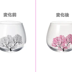 thermochromic wobbly glass “sakura” (color changes with cool)
