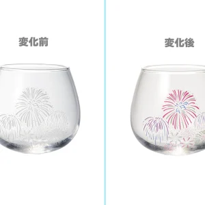 thermochromic wobbly glass “fireworks” (color changes with cool)