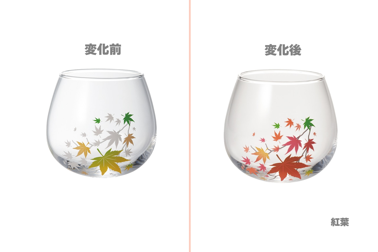 thermochromic wobbly glass “momiji” (color changes with cool) thermochromic wobbly glass “momiji” (color changes with cool)