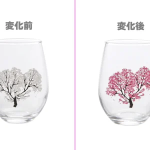 thermochromic free glass “sakura” (color changes with cool)