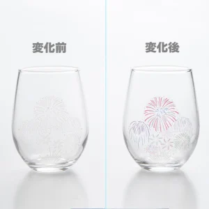 thermochromic free glass “fireworks” (color changes with cool)