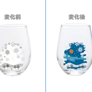 thermochromic free glass “snowfall” (color changes with cool)