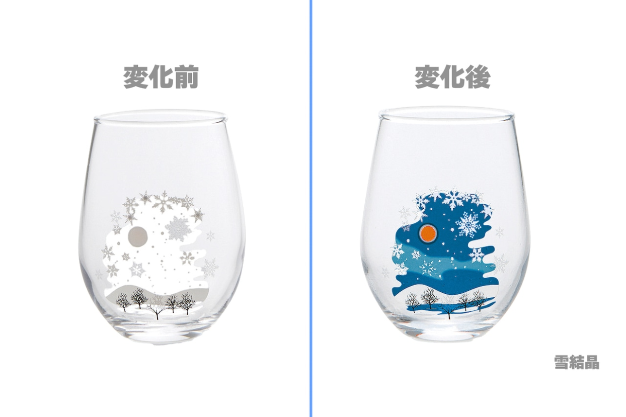 thermochromic free glass “snowfall” (color changes with cool) thermochromic free glass “snowfall” (color changes with cool)
