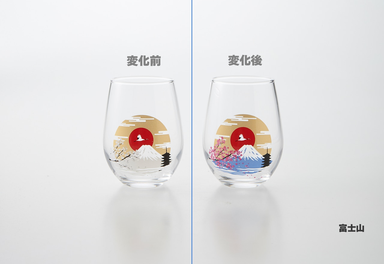 thermochromic free glass “mt.fuji” (color changes with cool) thermochromic free glass “mt.fuji” (color changes with cool)