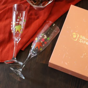 thermochromic champagne glass “momiji” pair set (color changes with cool)