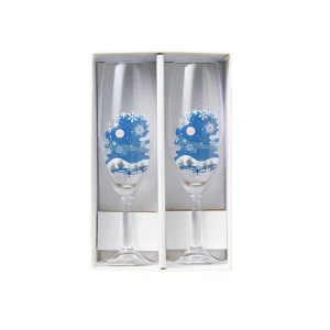 thermochromic champagne glass “snowfall” pair set (color changes with cool)