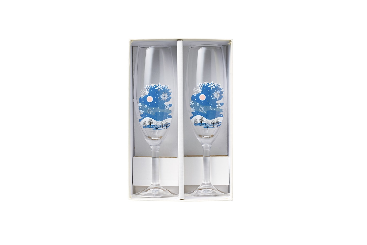 thermochromic champagne glass “snowfall” pair set (color changes with cool) thermochromic champagne glass “snowfall” pair set (color changes with cool)