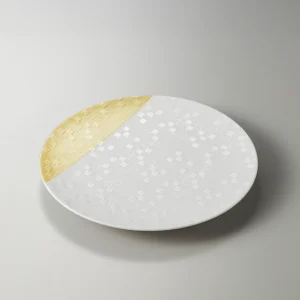 [goldsmithing] ichimatsu white porcelain plate