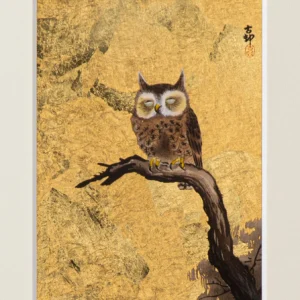 [goldsmithing] art panel owl and sparrow by koson kohara