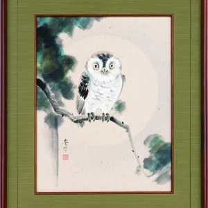 “lucky owl” japanese painting