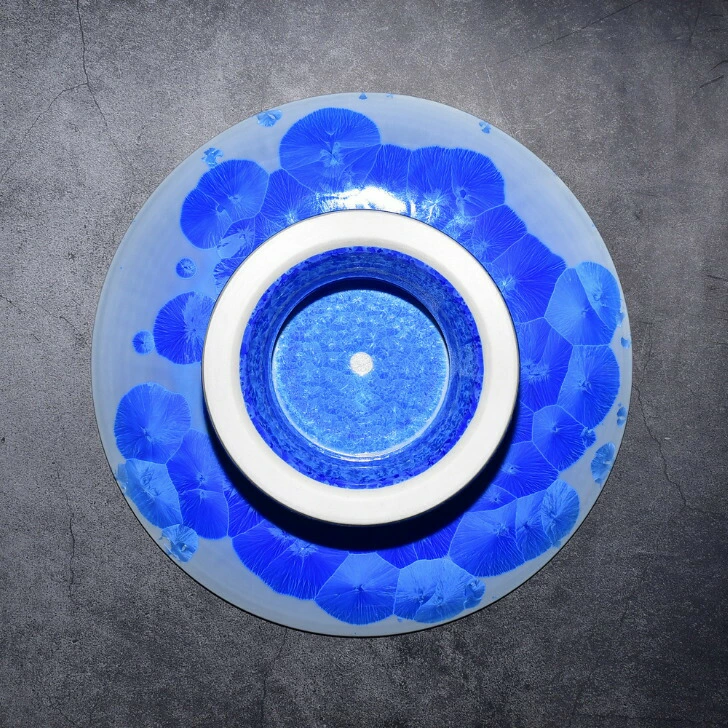 kyo yaki flower crystal compote plate (blue) kyo yaki flower crystal compote plate (blue)