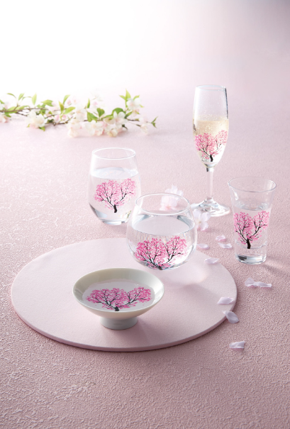 thermochromic wobbly glass “sakura” (color changes with cool) thermochromic wobbly glass “sakura” (color changes with cool)