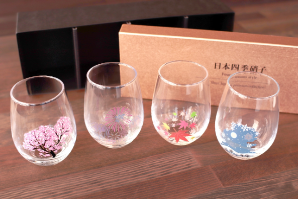 thermochromic free glass “four seasons” 4pc set (color changes with cool) thermochromic free glass “four seasons” 4pc set (color changes with cool)
