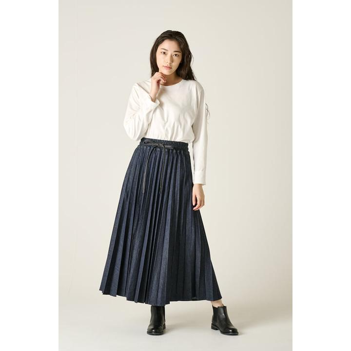 long pleats denim skirt long pleats denim skirt