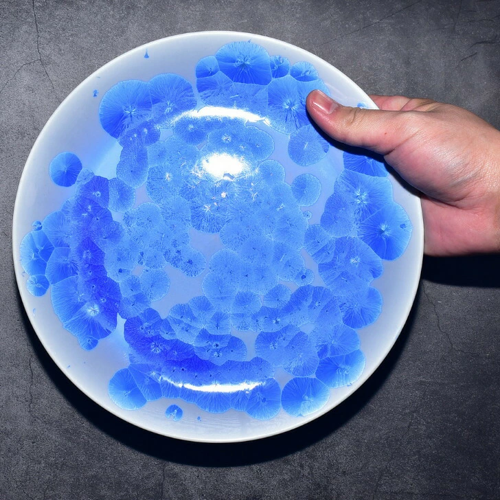 kyo yaki flower crystal compote plate (blue) kyo yaki flower crystal compote plate (blue)