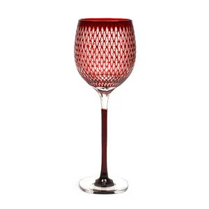 edo kiriko “kome tsunagi” wine glass